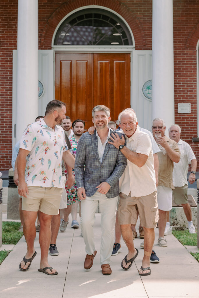 Group of men celebrating a groom on his wedding day