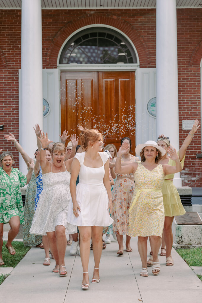 group of women celebrate their wedding day 