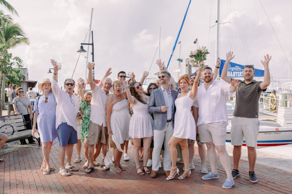 Group of family and friends in the Garrison Bight Marina 