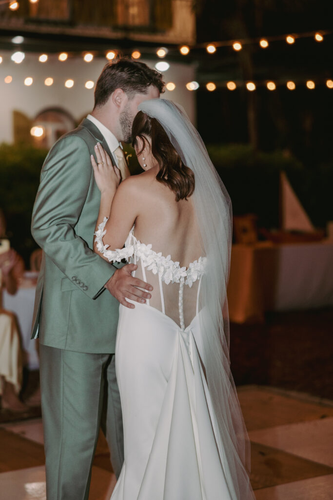 Couple during their first dance at their dream wedding at the Hemingway House Museum.