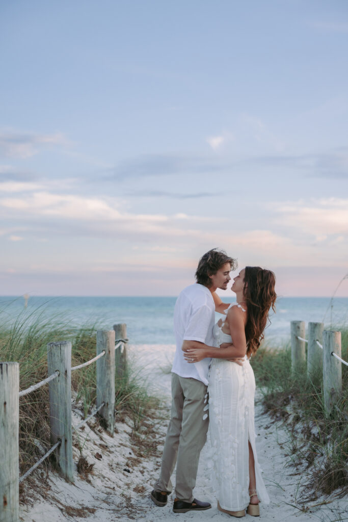 Couple walking hand in hand during their Lifestyle Session in the Florida Keys.