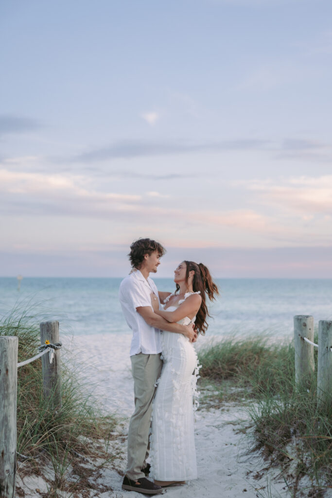 Couple sharing a loving look during their Lifestyle Session in the Florida Keys.