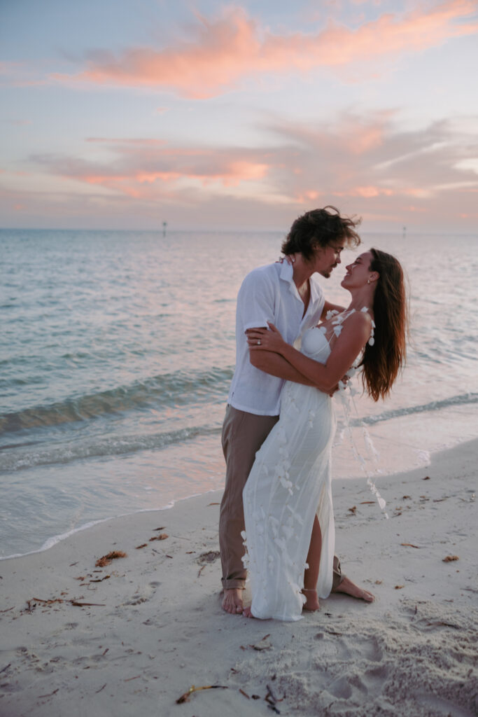 Couple enjoying the shoreline during their Lifestyle Session in the Florida Keys.