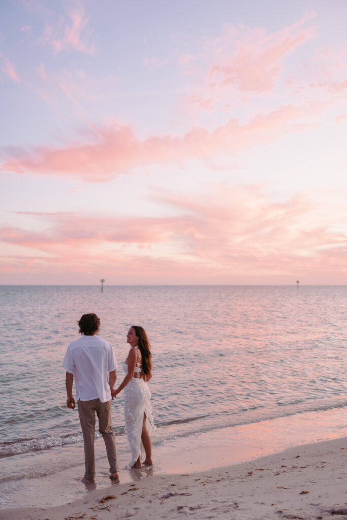 Couple enjoying the shoreline during their Lifestyle Session in the Florida Keys.