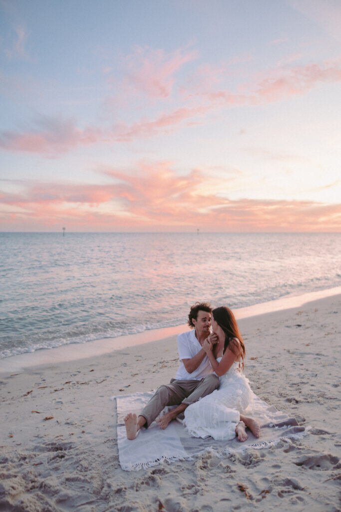 Couple enjoying the shoreline during their Lifestyle Session in the Florida Keys.
