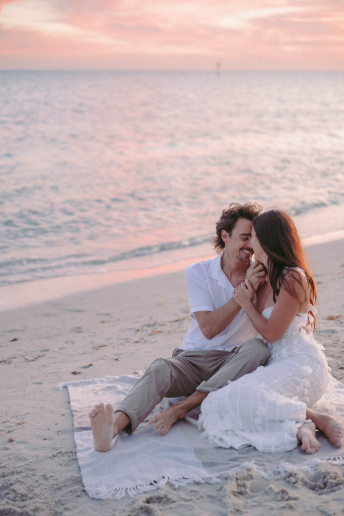 Couple enjoying the shoreline during their Lifestyle Session in the Florida Keys.