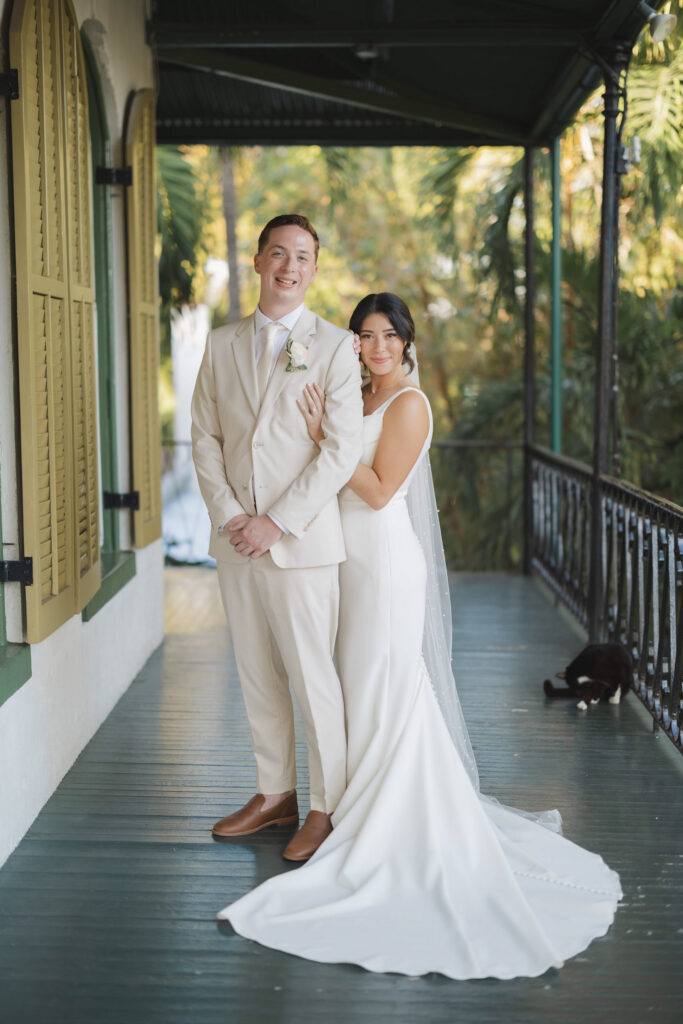 Bride and groom wedding photos at the Hemingway House wedding venue