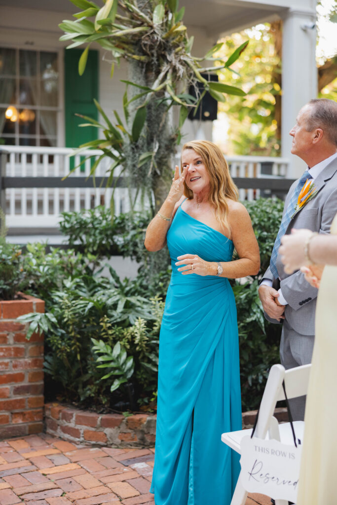Mother of the bride getting emotional during the wedding ceremony