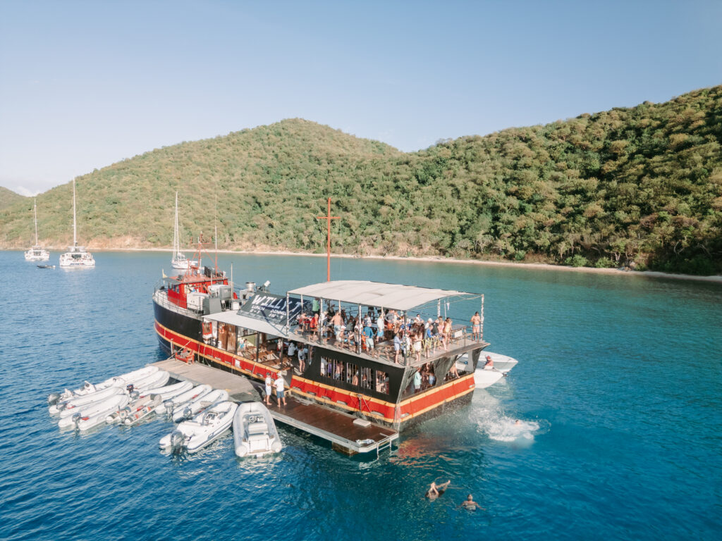 Wedding guests sailing between stops in the British Virgin Islands