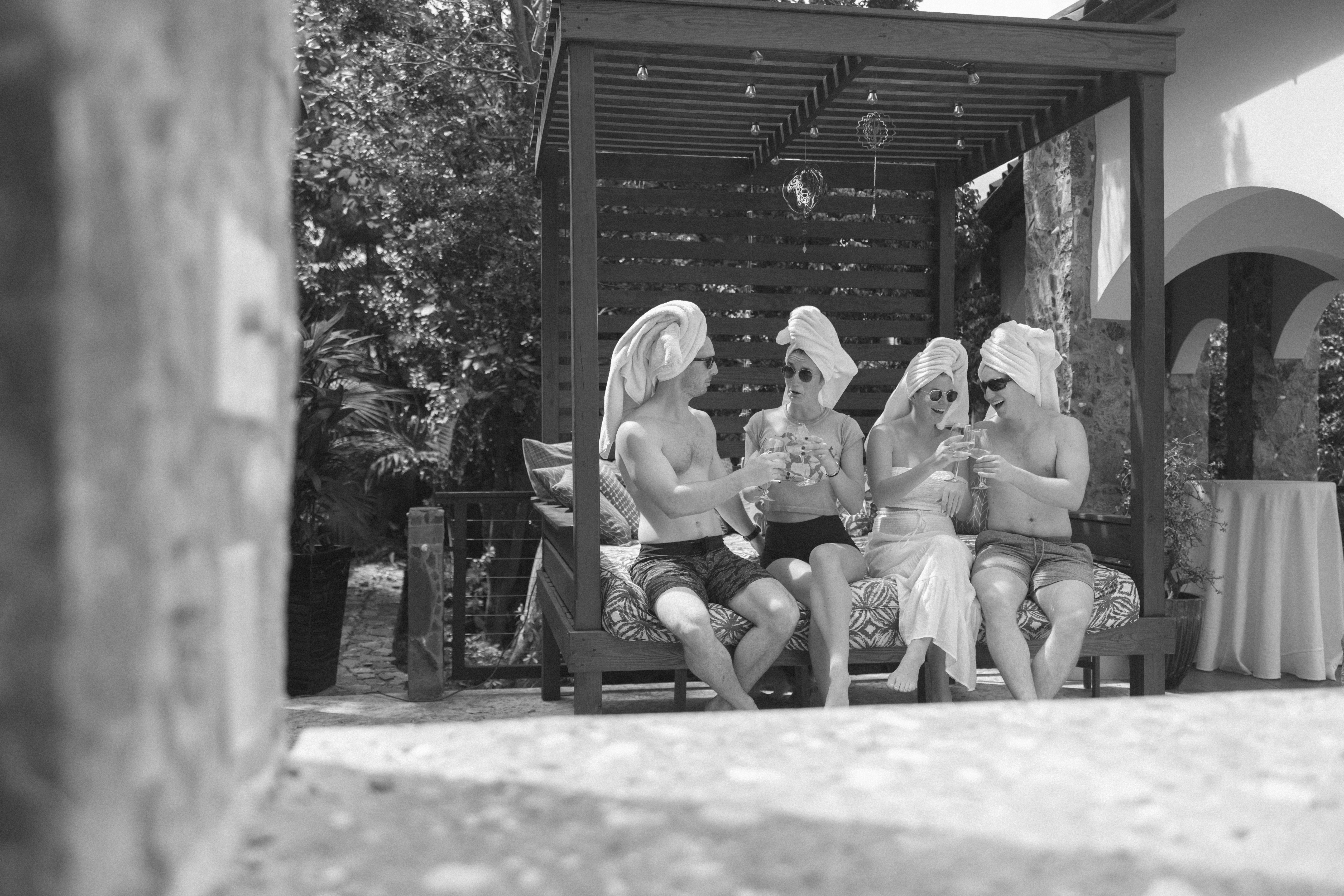 Guests enjoying their time on a cabana.