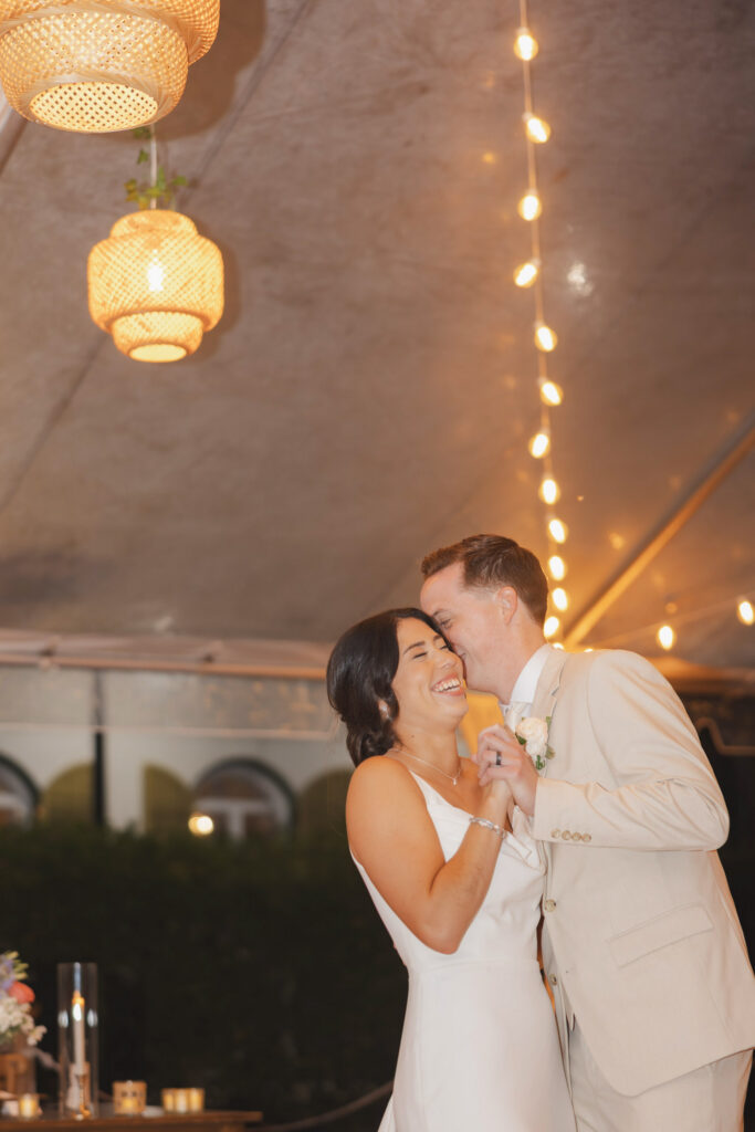 Bride and groom during their first dance on the grounds of the Historic Hemingway House in Key West