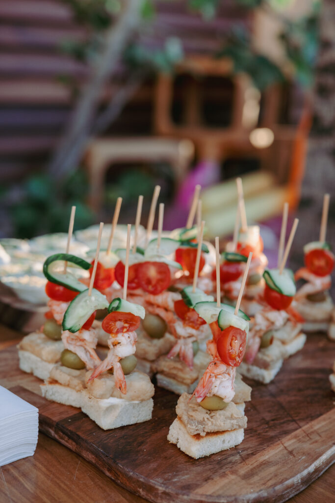 Appetizers on a wood board