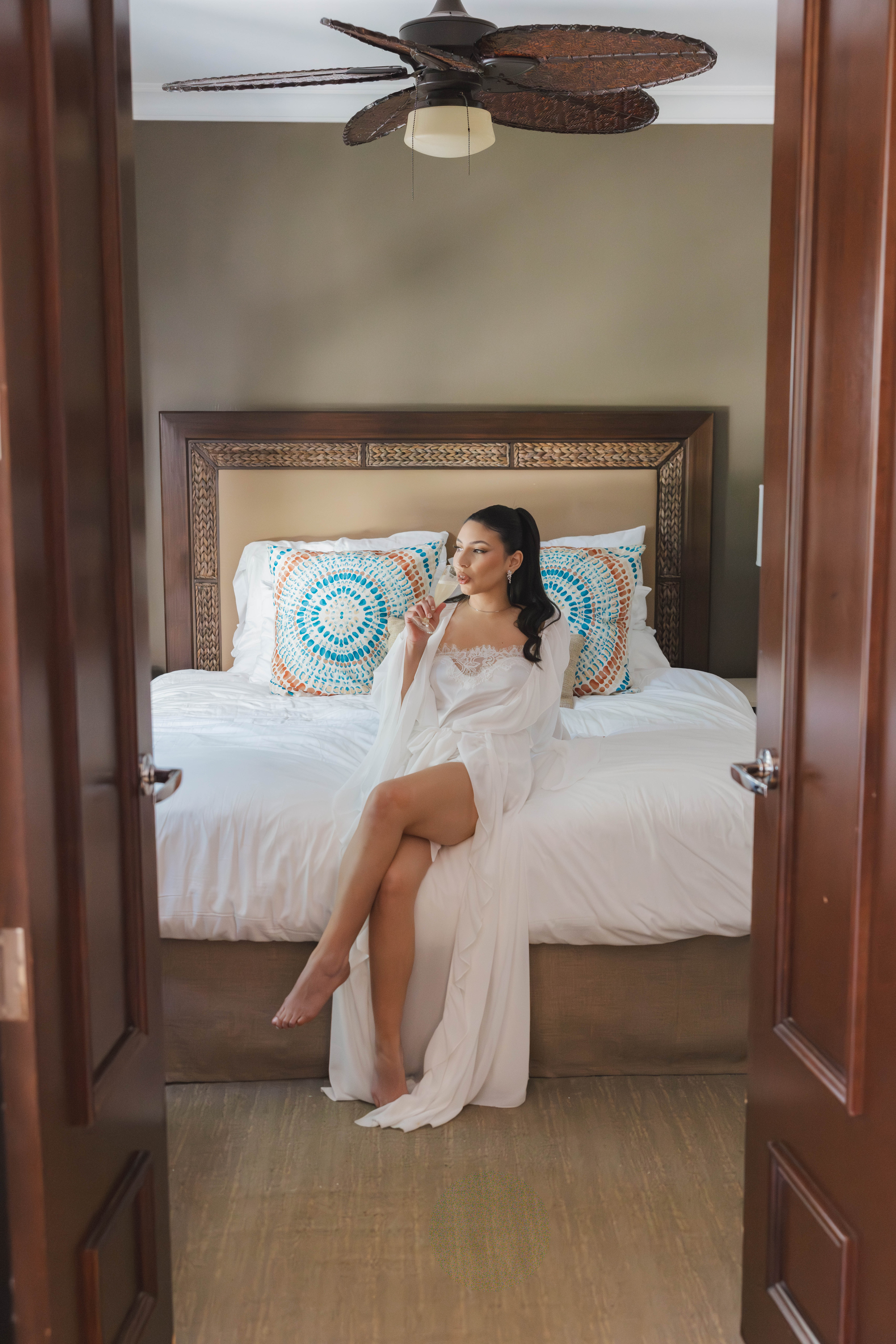 Bride getting ready before her Cheeca Lodge wedding ceremony
